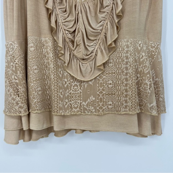 POL Womens Sleeveless Tank Top Camisole Beige Neutral Lace Ruffle Adjustable NEW - Picture 4 of 13